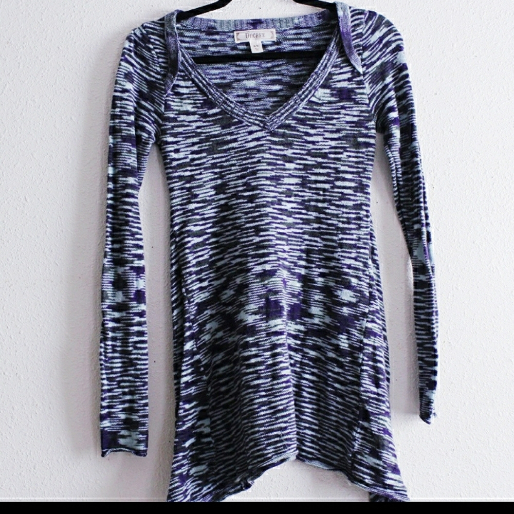 Decree  Blue striped Long Sleeved Sweater